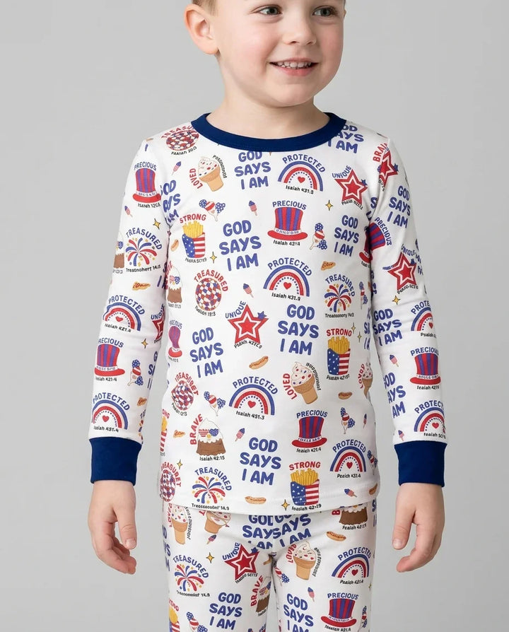 God Says I Am - America 250th Anniversary Bamboo Two Piece Long Sleeve Pajama Set