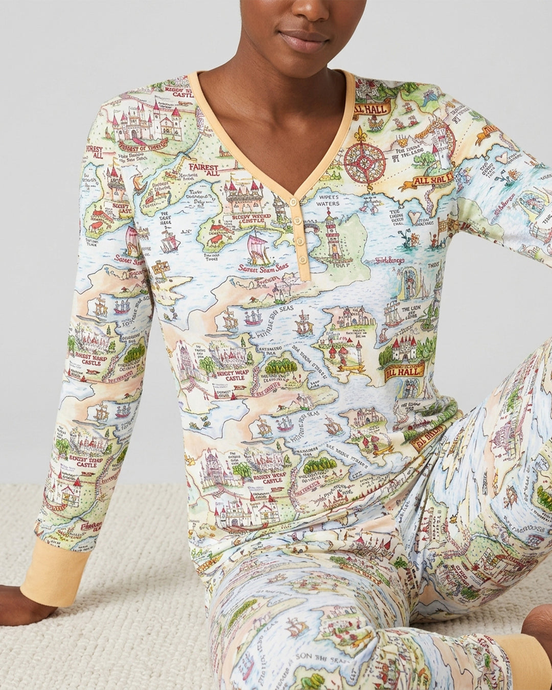 Once Upon A Map Mommy & Baby Matching Bamboo Women Pajama Set