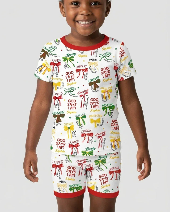 Juneteenth God Says I AM Bamboo Two Piece Short Sleeve Shorts Pajama Set