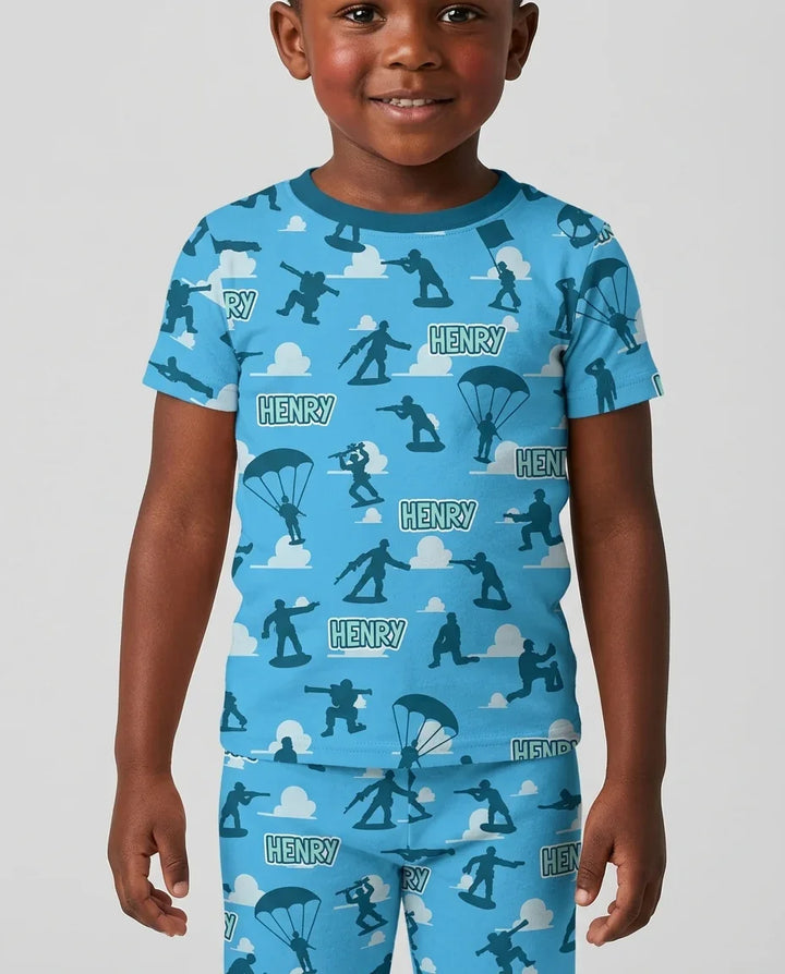 Army Men Memorial Day Bamboo Two Piece Short Sleeve Pajama Set