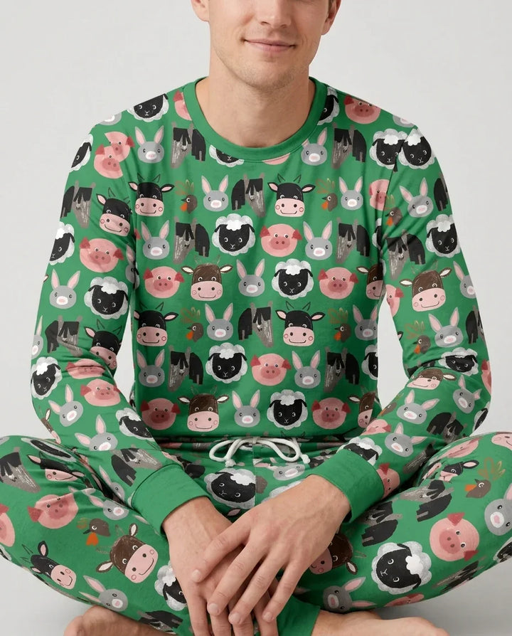 Farm Friends Family Matching Bamboo Men's Pajama Set