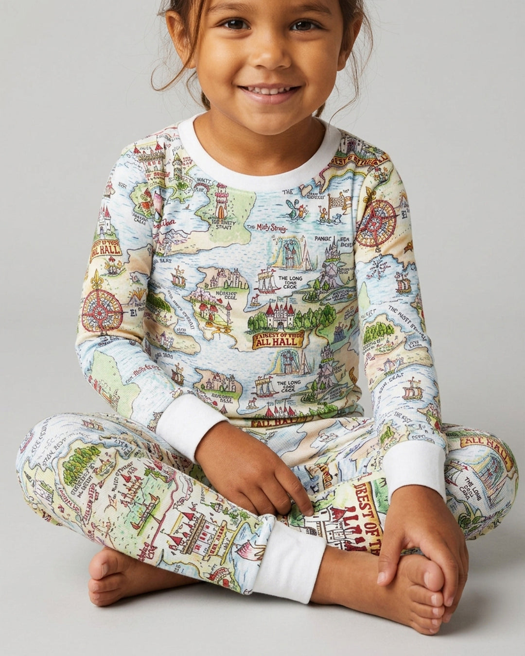 Once Upon A Map Mommy & Baby Matching Bamboo Two Piece Long Sleeve Pajama Set