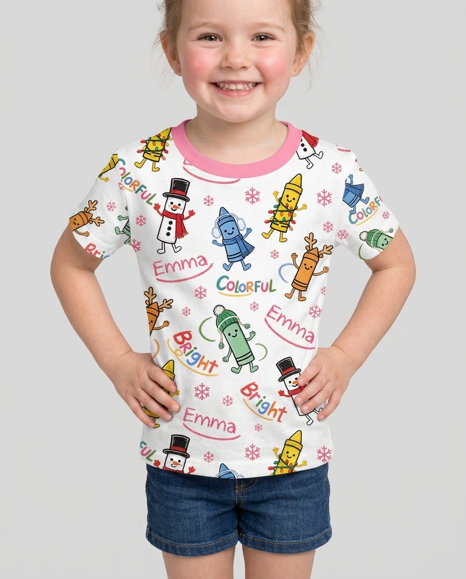 Custom Name Bright & Colorful Bamboo Crewneck T-Shirt