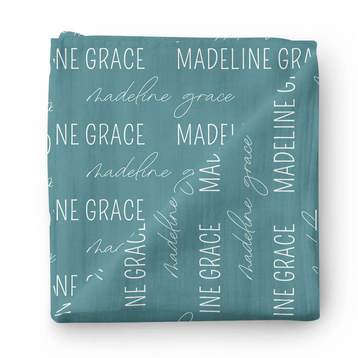 Personalized Baby Name Swaddle Blanket Block & Script