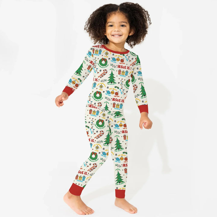Jesus Is The Reason For The Season Two Piece Long Sleeve Pajama Set - Zumbamboo
