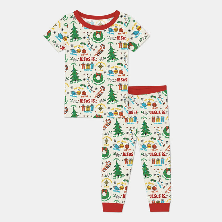 Jesus Is The Reason For The Season Two Piece Short Sleeve Pajama Set - Zumbamboo