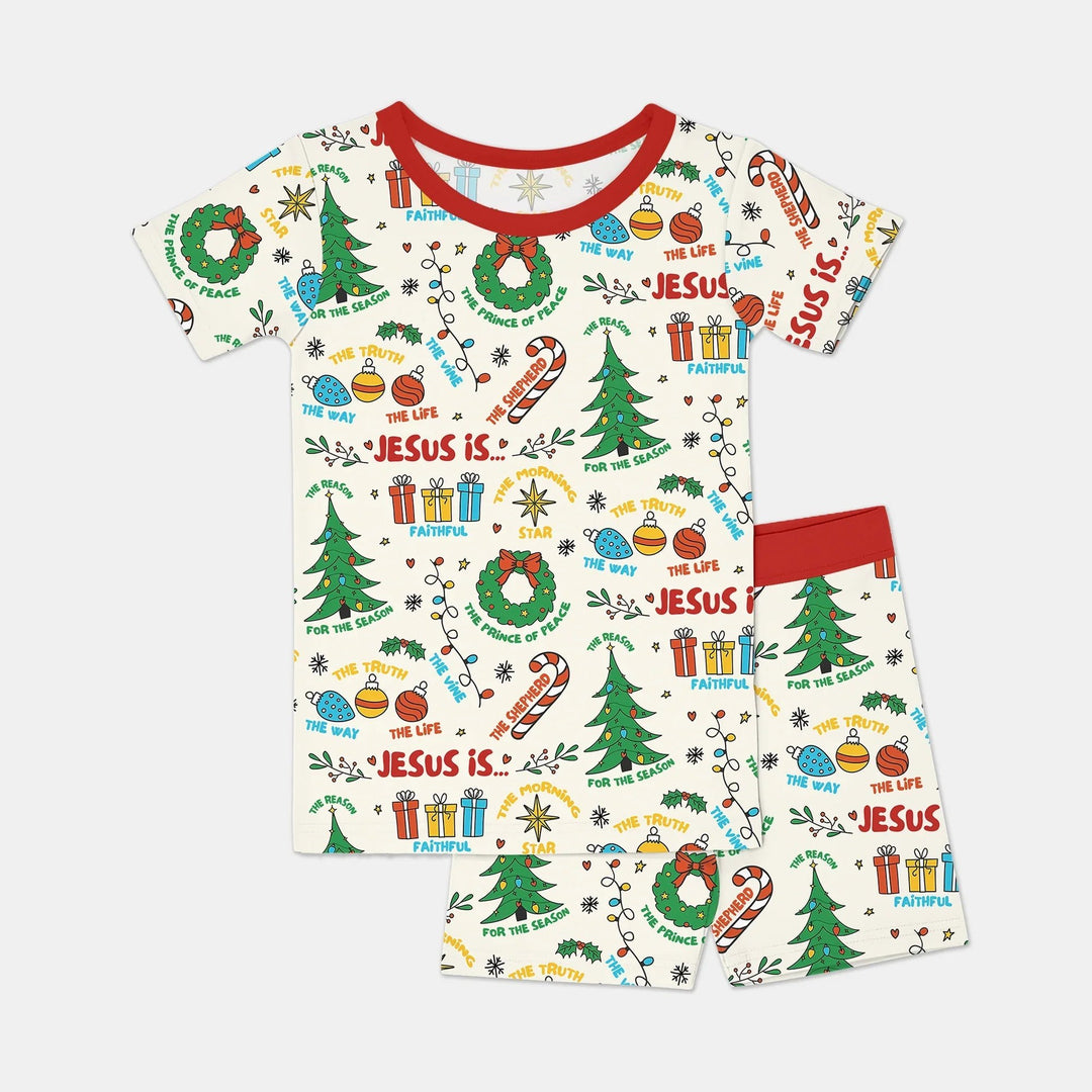 Jesus Is The Reason For The Season Two Piece Short Sleeve Shorts Pajama Set - Zumbamboo