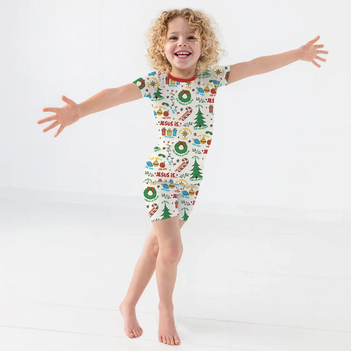 Jesus Is The Reason For The Season Two Piece Short Sleeve Shorts Pajama Set - Zumbamboo