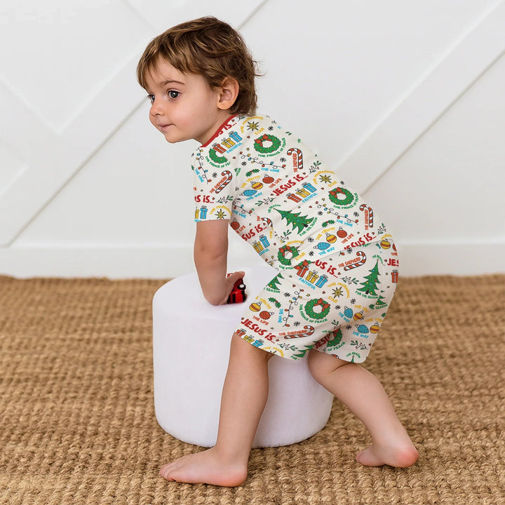 Jesus Is The Reason For The Season Two Piece Short Sleeve Shorts Pajama Set - Zumbamboo