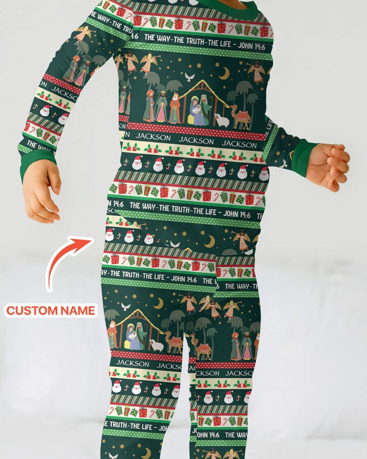 Jesus The Way The Truth The Life Custom Name Two Piece Long Sleeve Pajama Set - Zumbamboo
