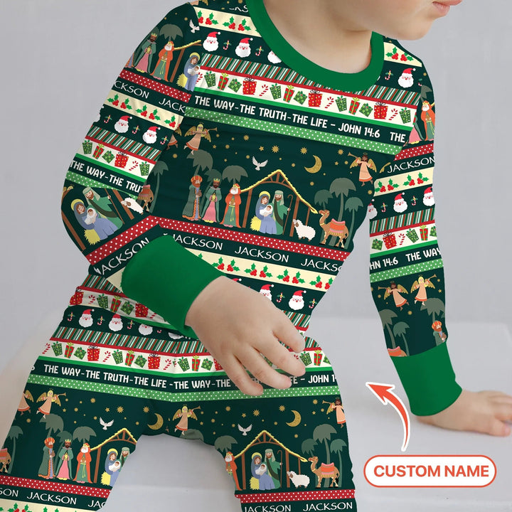 Jesus The Way The Truth The Life Custom Name Two Piece Long Sleeve Pajama Set - Zumbamboo