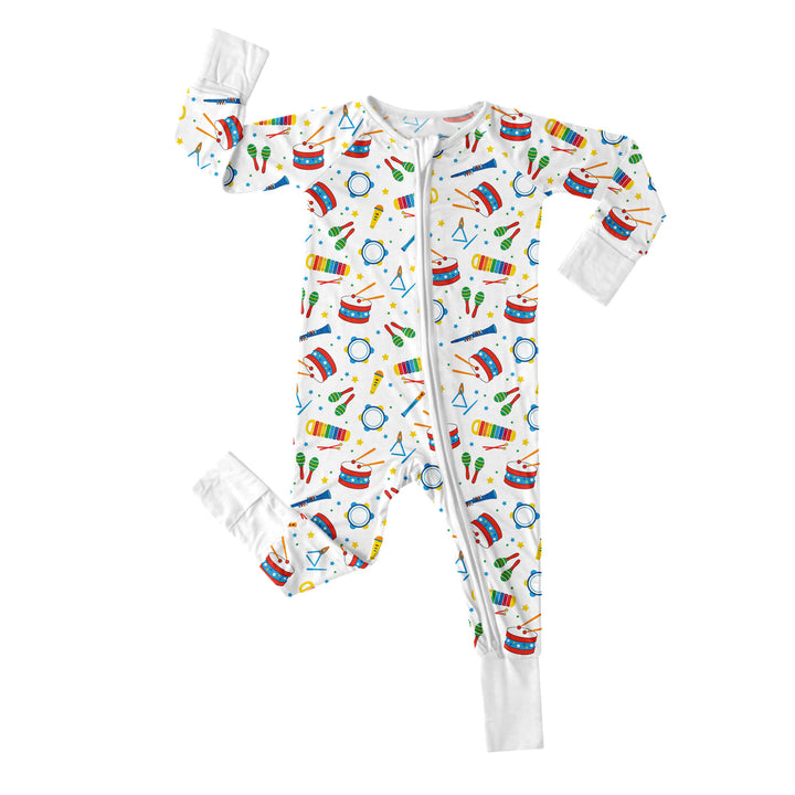 Kids Musical Instruments Convertible Zippered Romper