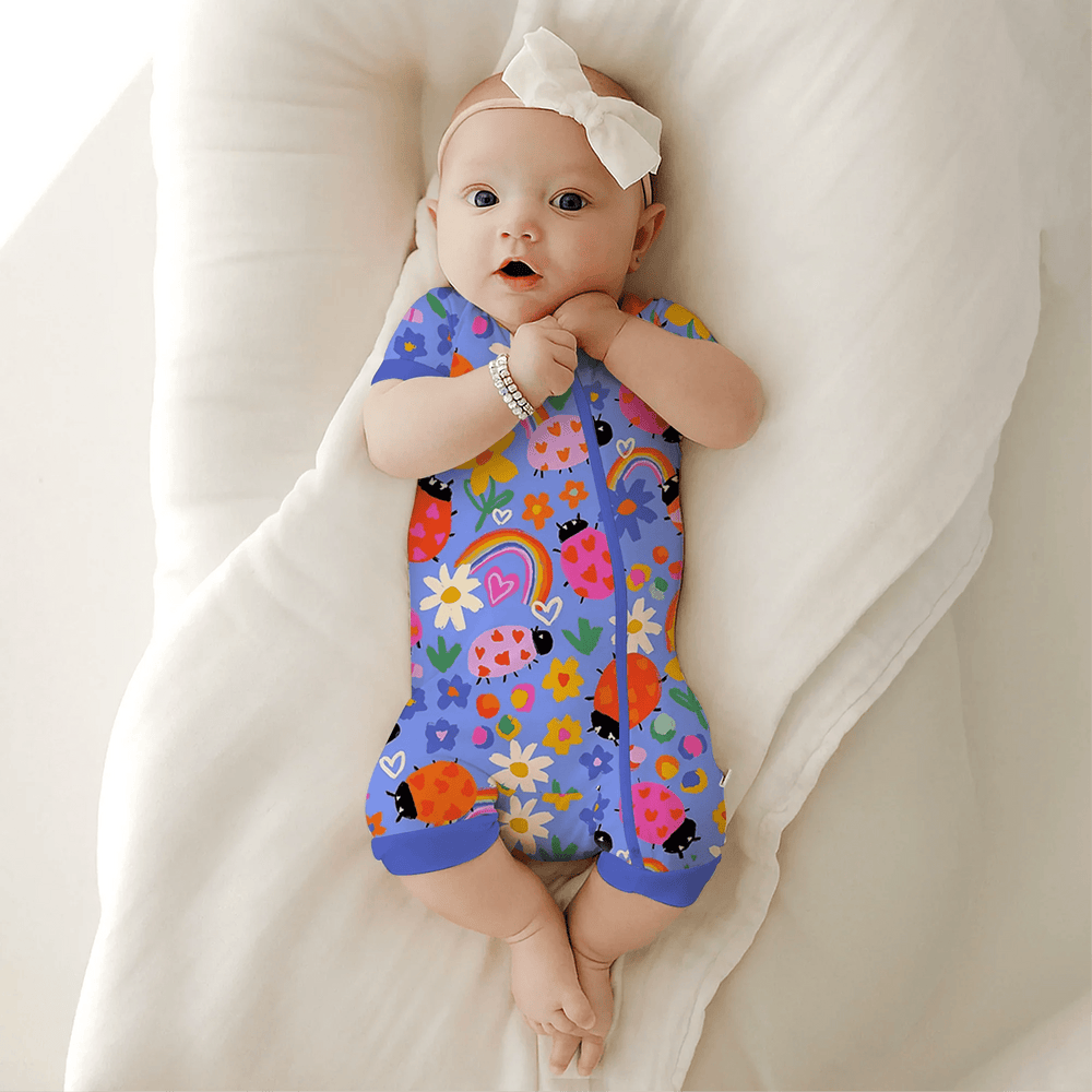 Lady Bugs Shorty Zippered Romper - Zumbamboo
