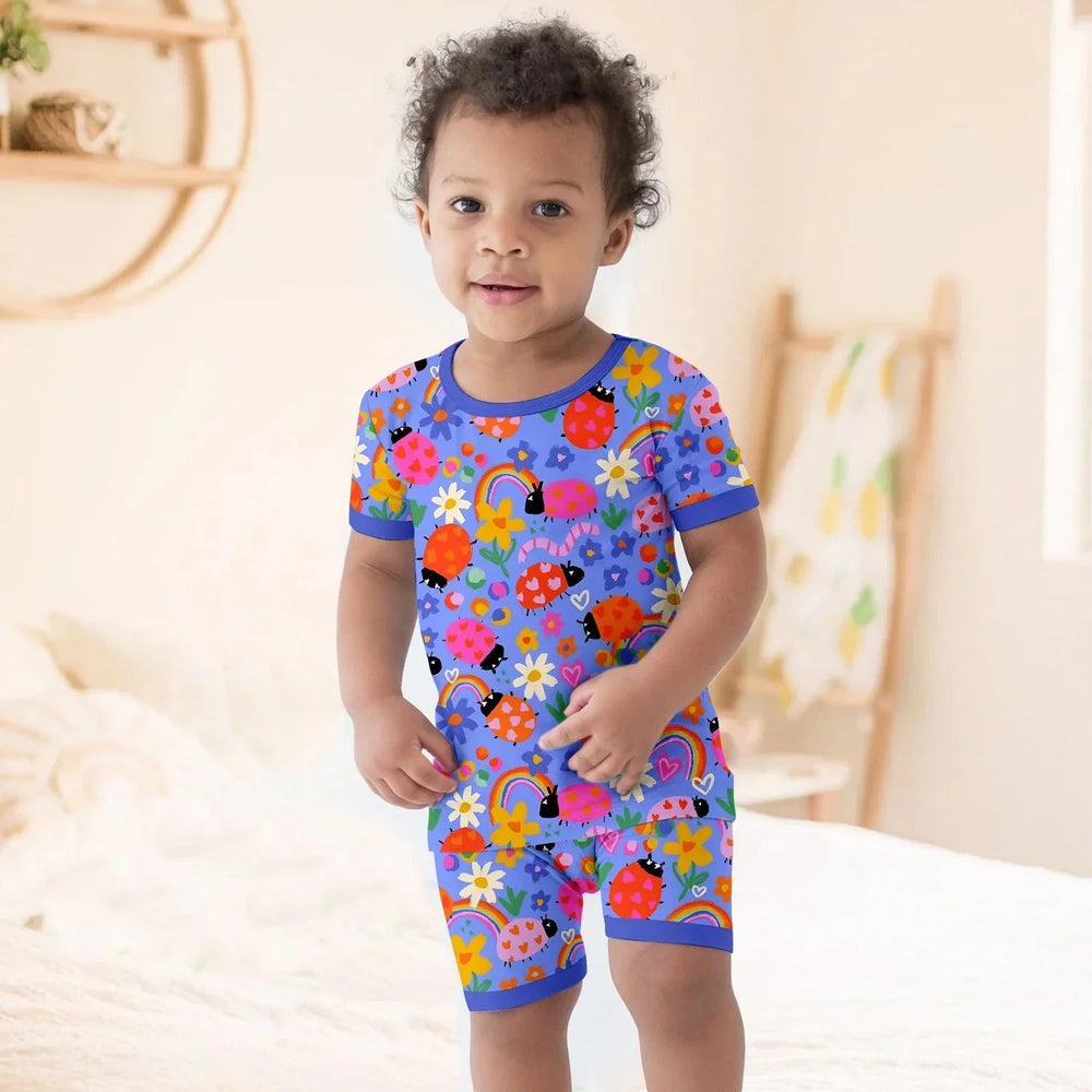 Lady Bugs Two Piece Short Sleeve Shorts Pajama Set - Zumbamboo