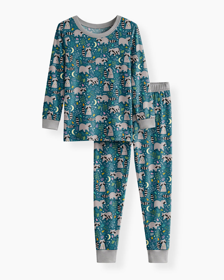 Midnight Raccoons Bamboo Two Piece Long Sleeve Pajama Set