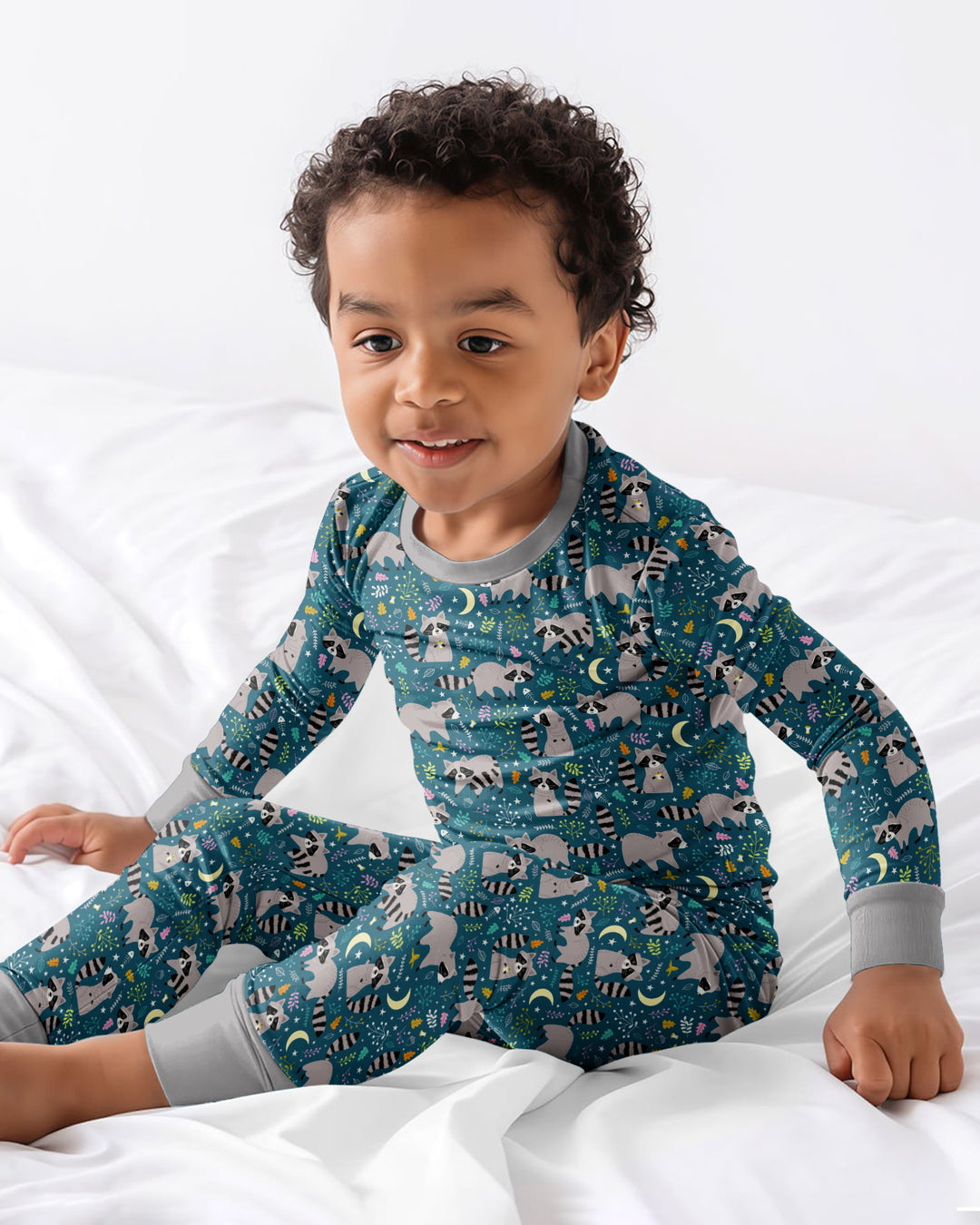 Midnight Raccoons Bamboo Two Piece Long Sleeve Pajama Set
