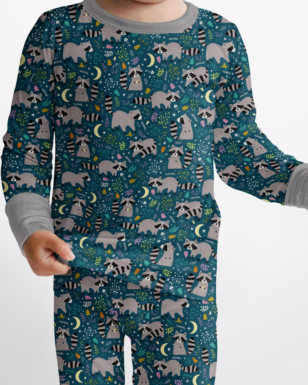 Midnight Raccoons Bamboo Two Piece Long Sleeve Pajama Set
