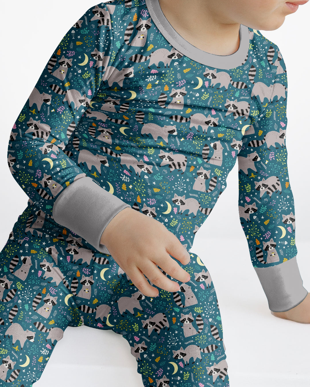 Midnight Raccoons Bamboo Two Piece Long Sleeve Pajama Set