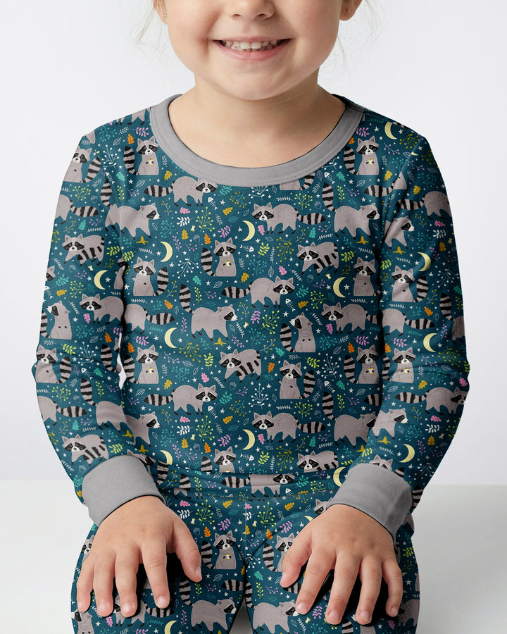 Midnight Raccoons Bamboo Two Piece Long Sleeve Pajama Set