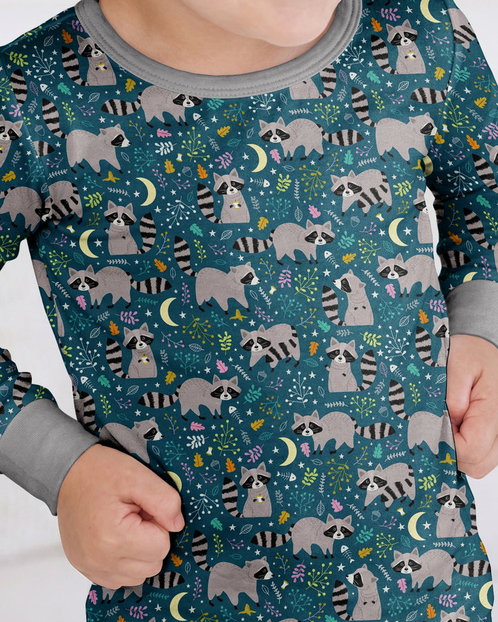Midnight Raccoons Bamboo Two Piece Long Sleeve Pajama Set