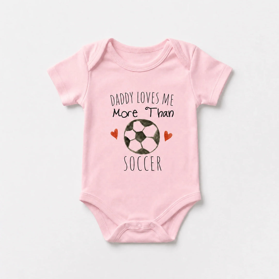 Daddy Loves Me More Than Soccer Baby Bamboo Bodysuit