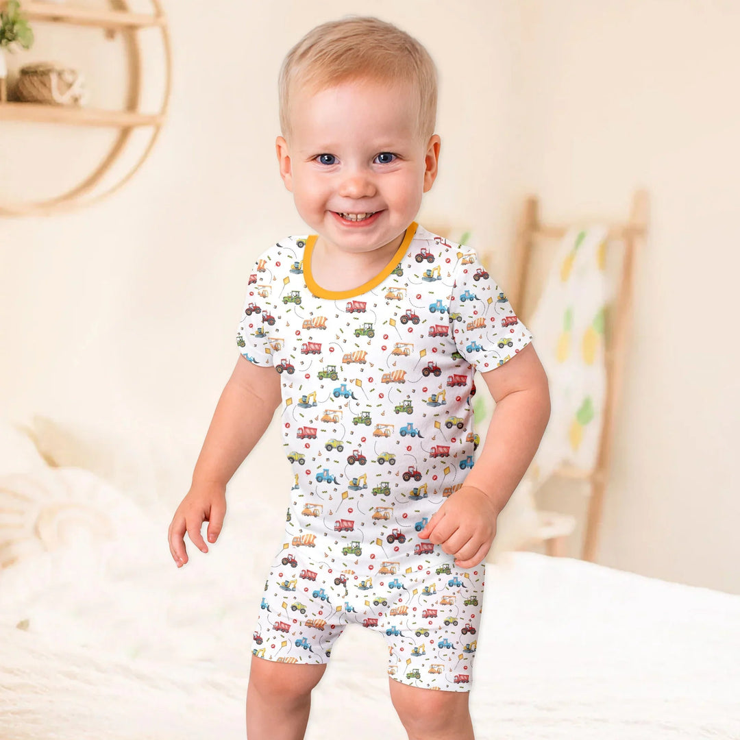Little Construction Heroes Two Piece Short Sleeve Shorts Pajama Set - Zumbamboo