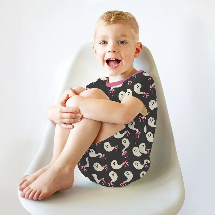 Little Ghosts Two Piece Short Sleeve Shorts Pajama Set For Halloween - Zumbamboo