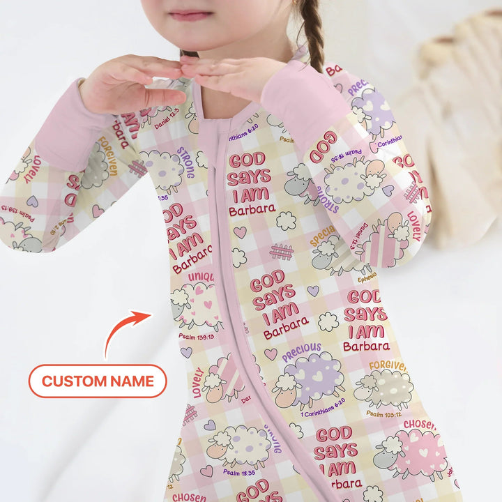 Little Lamb God Says I Am Custom Name Convertible Zippy - Zumbamboo