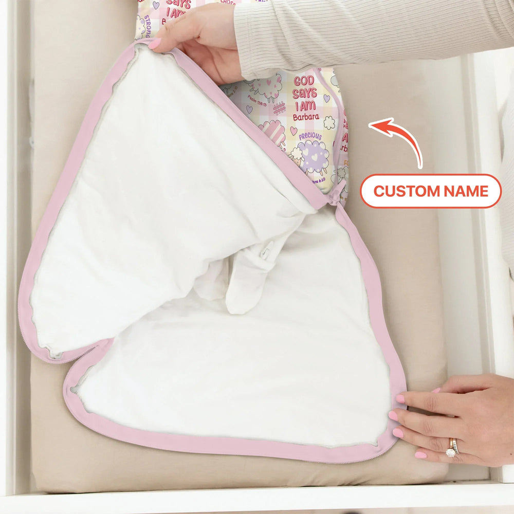 Little Lamb God Says I Am Custom Name Sleep Bag - Zumbamboo