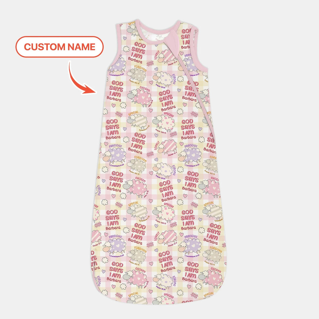 Little Lamb God Says I Am Custom Name Sleep Bag - Zumbamboo