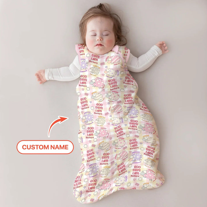 Little Lamb God Says I Am Custom Name Sleep Bag - Zumbamboo