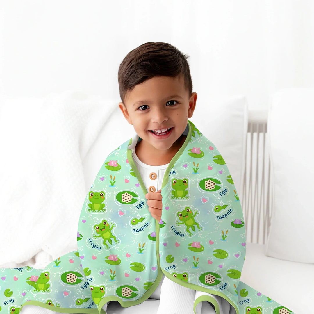 Little Wonders From Tadpole to Frog Toddler Blanket - Zumbamboo