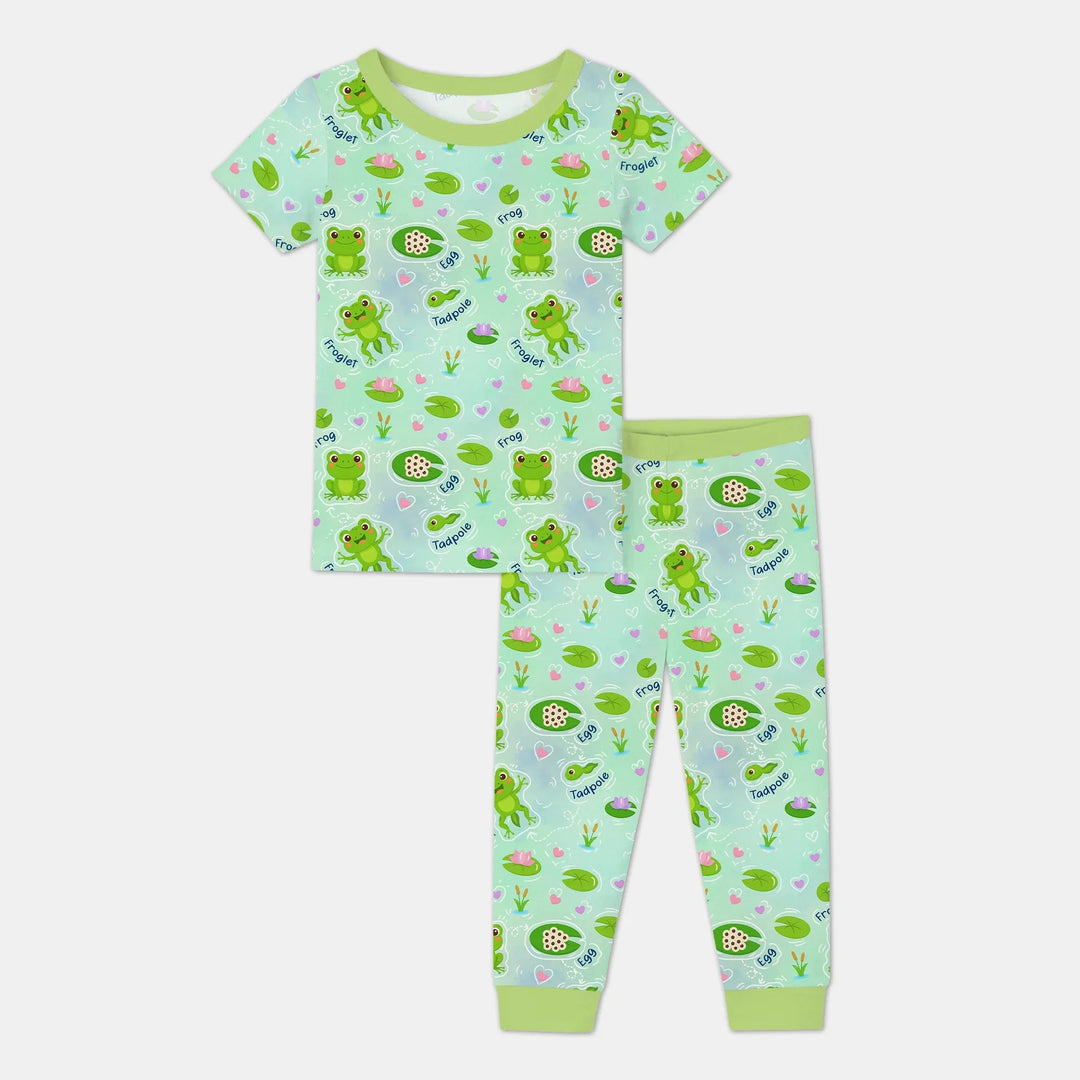 Little Wonders From Tadpole to Frog Two Piece Short Sleeve Pajama Set - Zumbamboo