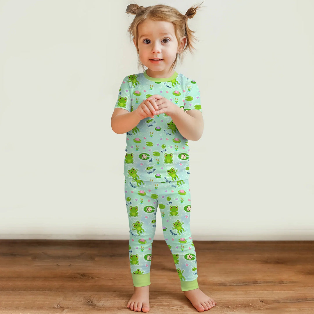 Little Wonders From Tadpole to Frog Two Piece Short Sleeve Pajama Set - Zumbamboo