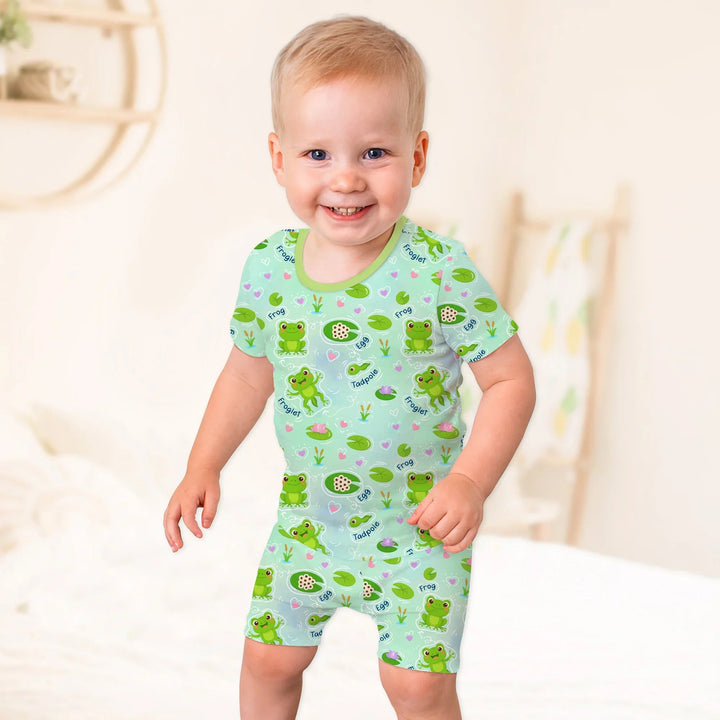 Little Wonders From Tadpole to Frog Two Piece Short Sleeve Shorts Pajama Set - Zumbamboo