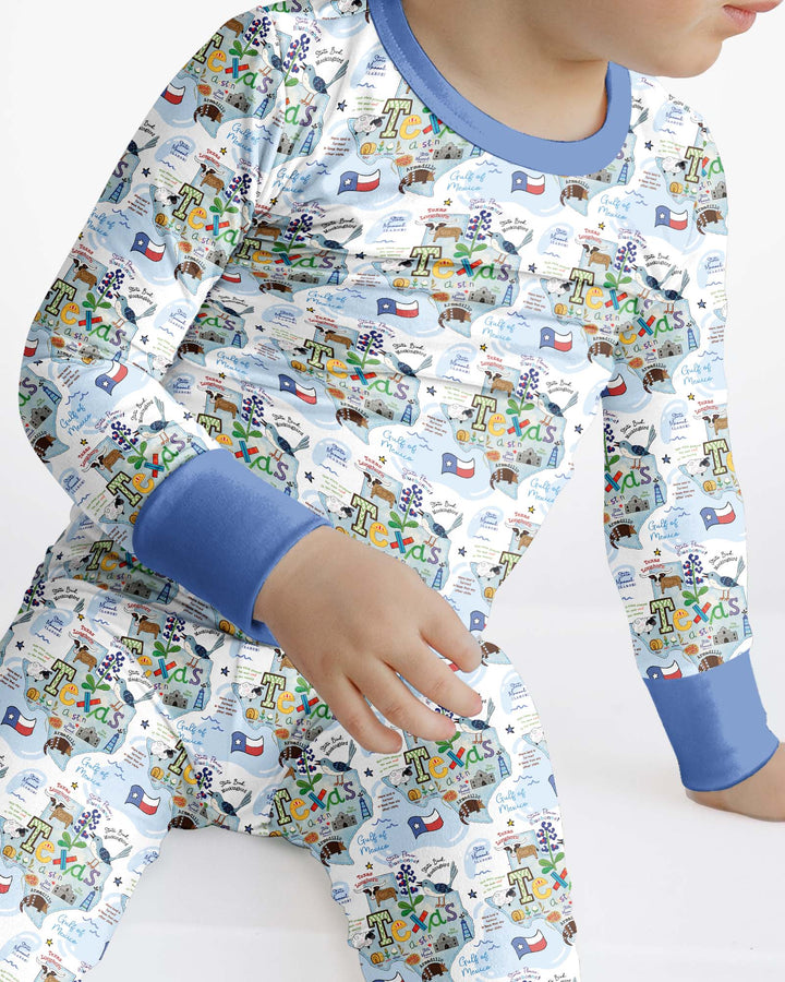 Texas Map Family Matching Bamboo Two Piece Long Sleeve Pajama Set
