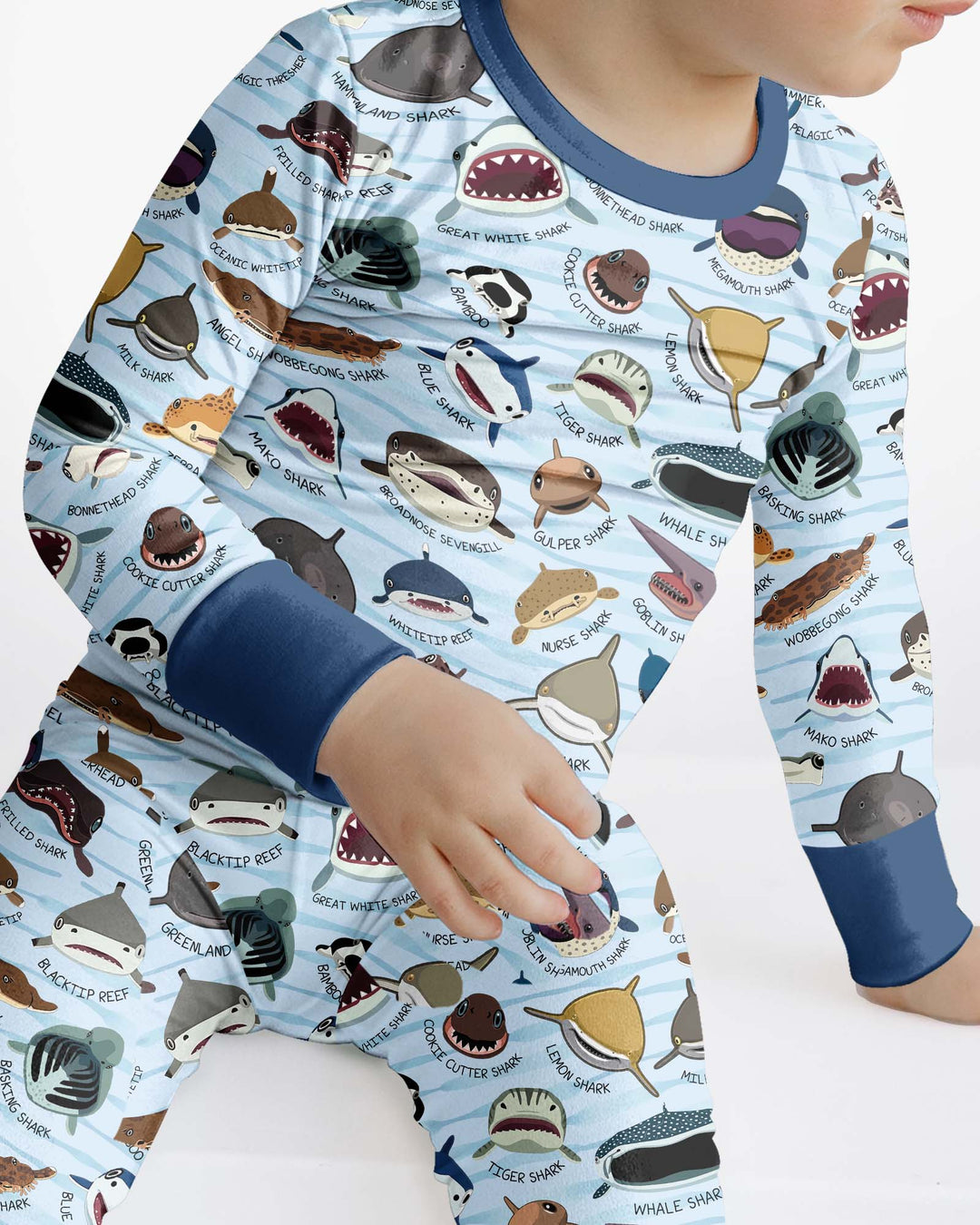 Shark Faces Bamboo Two Piece Long Sleeve Pajama Set