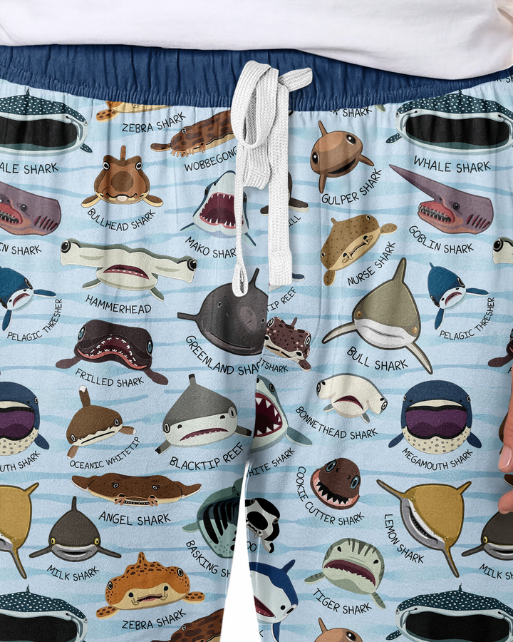 Shark Faces Bamboo Men's Pajama Set