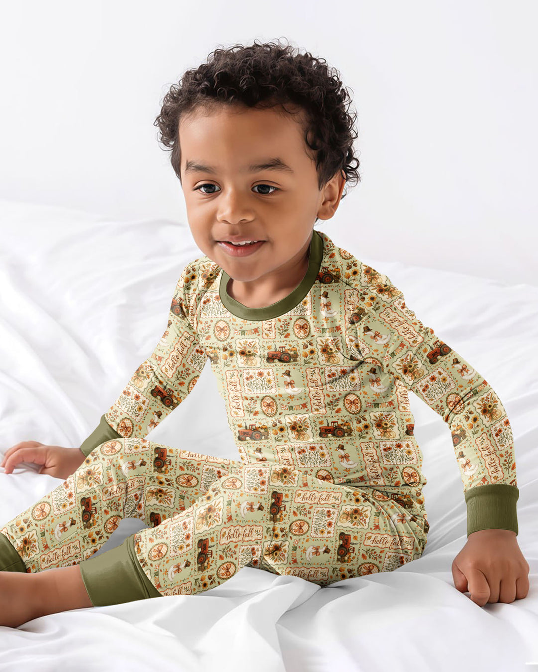 Farmhouse Fall Goose Family Matching Bamboo Two Piece Long Sleeve Pajama Set
