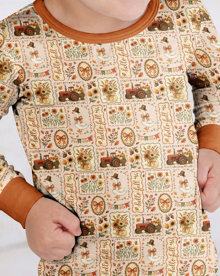 Farmhouse Fall Goose Family Matching Bamboo Two Piece Long Sleeve Pajama Set