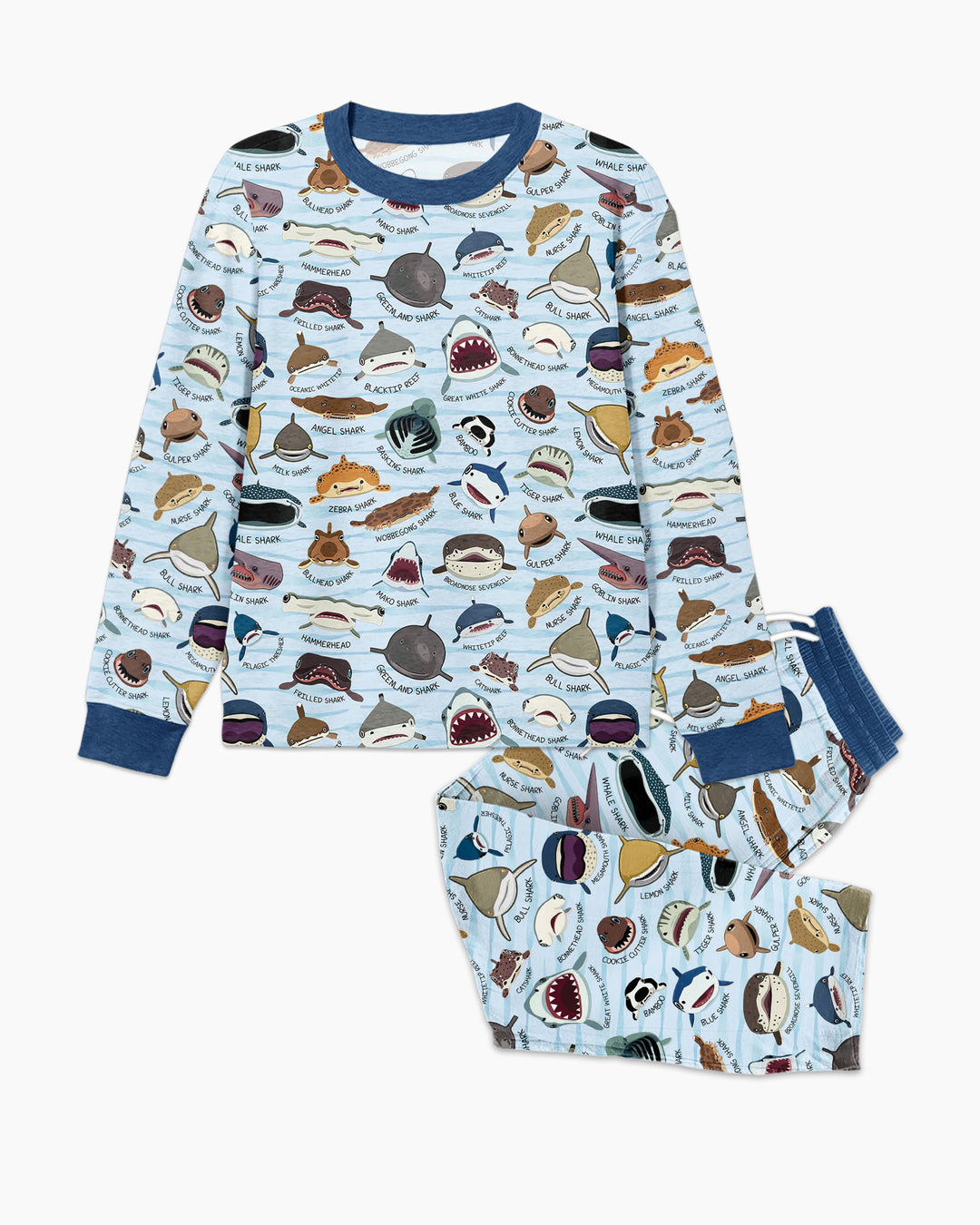 Shark Faces Bamboo Men's Pajama Set