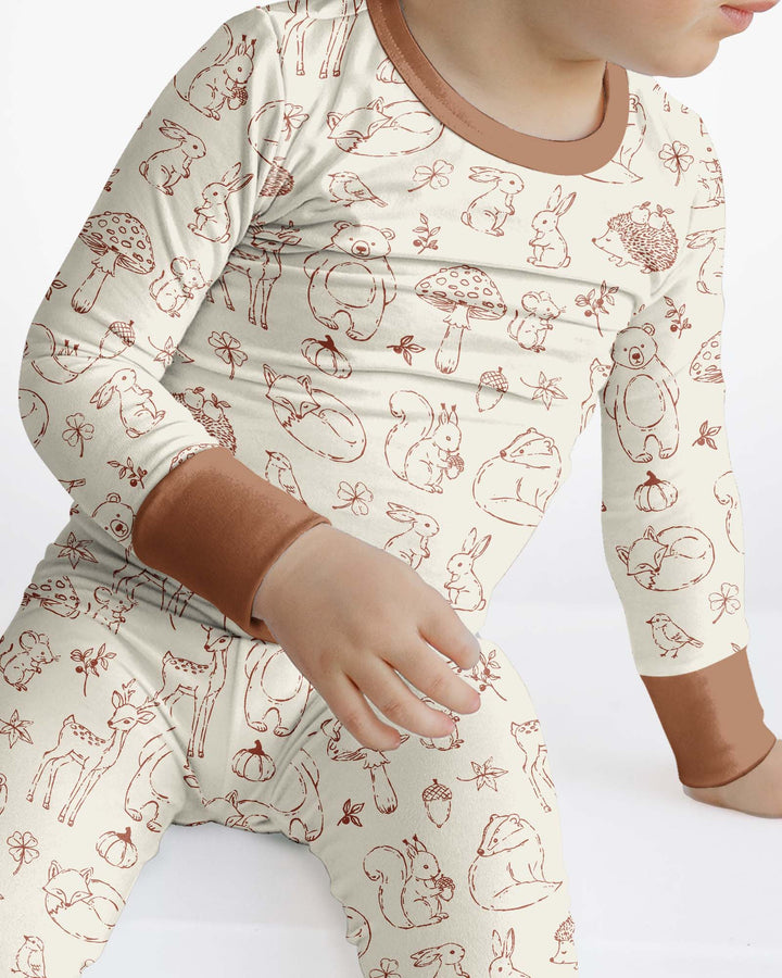 Autumn Woodland Bamboo Two Piece Long Sleeve Pajama Set