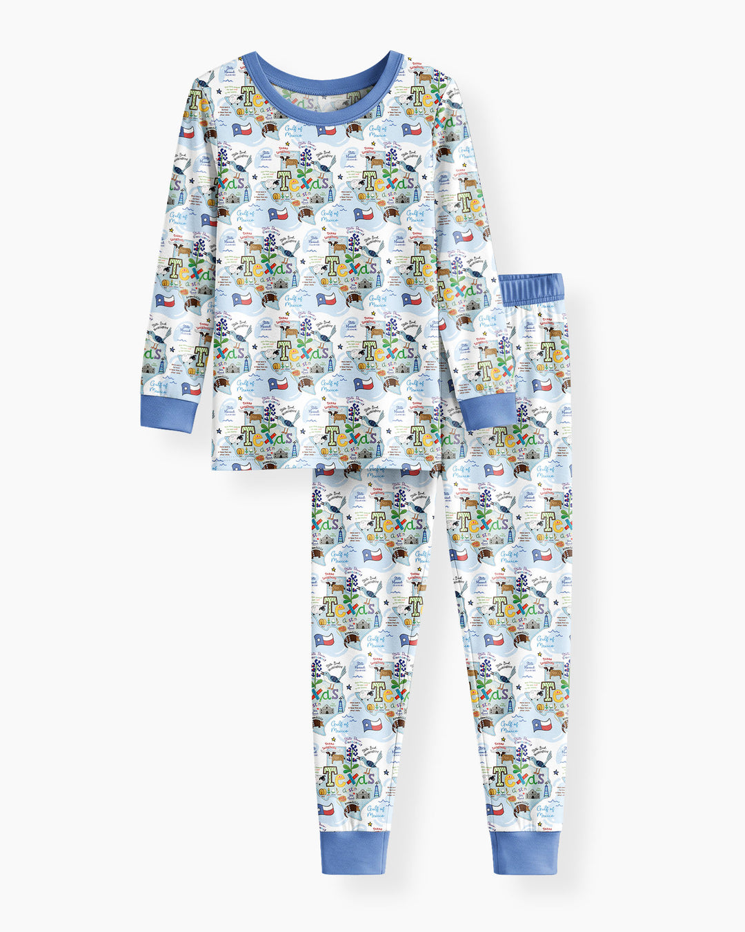 Texas Map Family Matching Bamboo Two Piece Long Sleeve Pajama Set