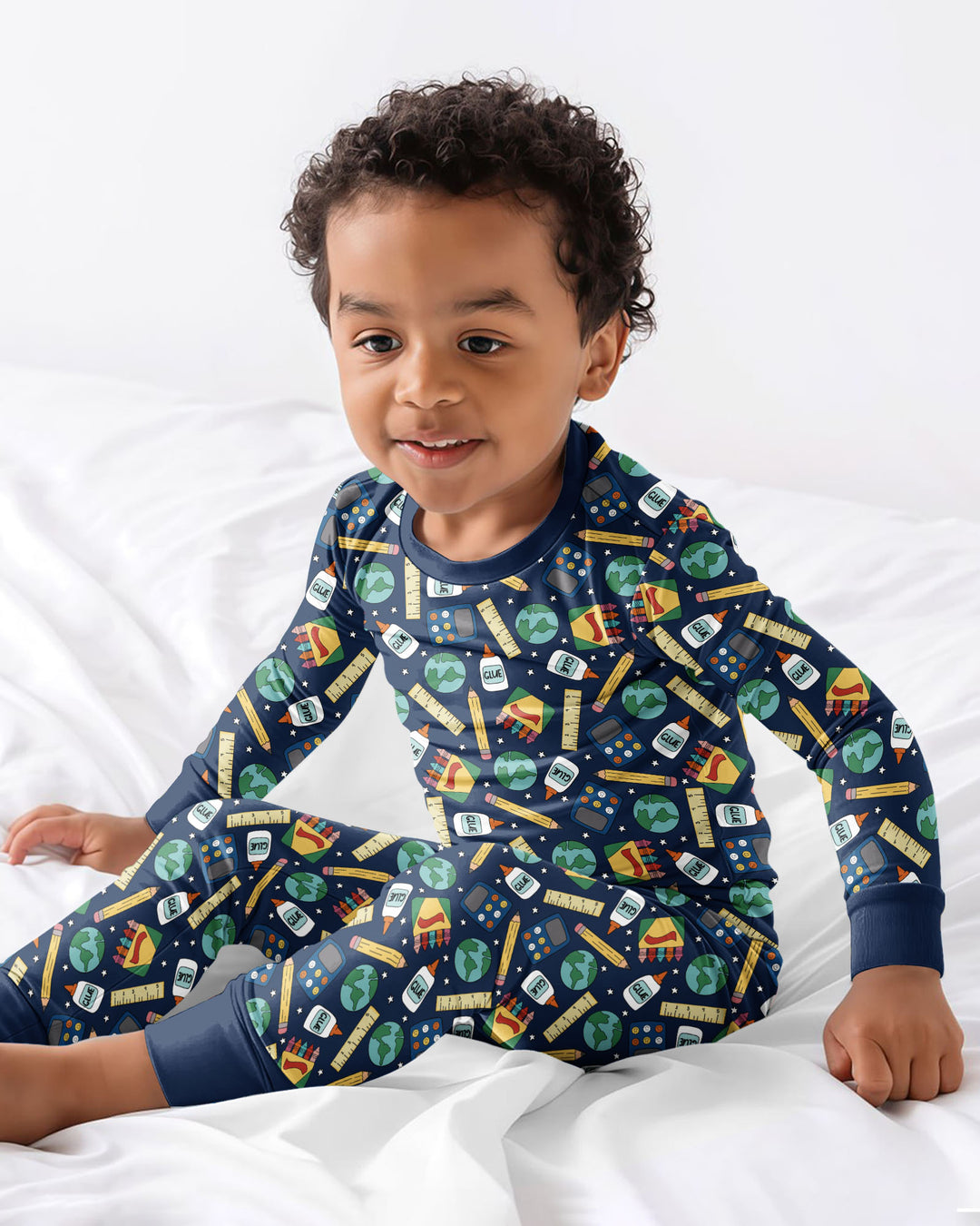 School Supply Bamboo Two Piece Long Sleeve Pajama Set