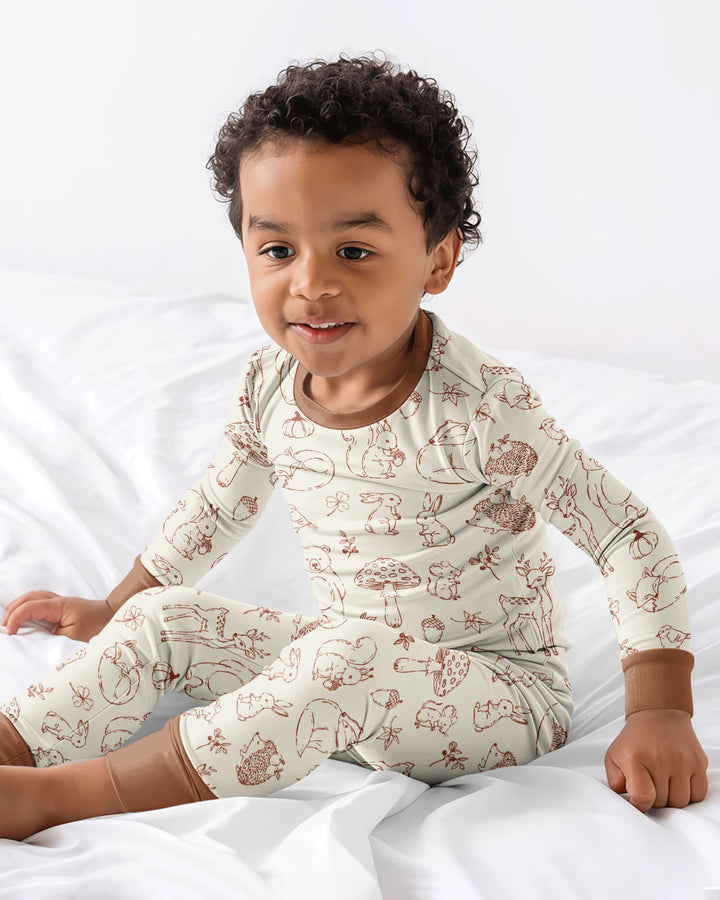 Autumn Woodland Bamboo Two Piece Long Sleeve Pajama Set