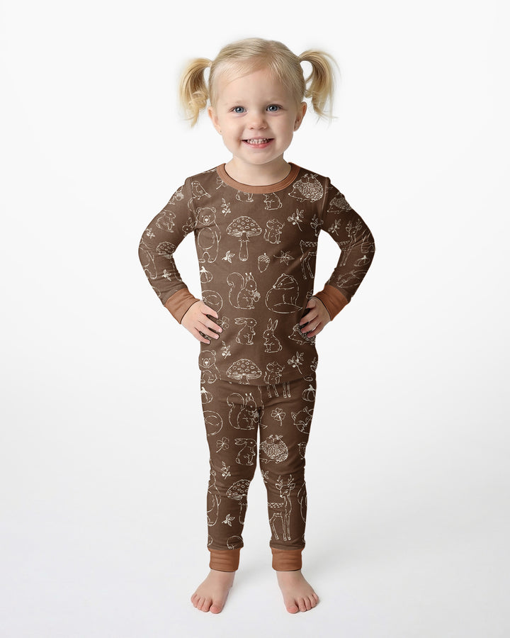 Autumn Woodland Bamboo Two Piece Long Sleeve Pajama Set