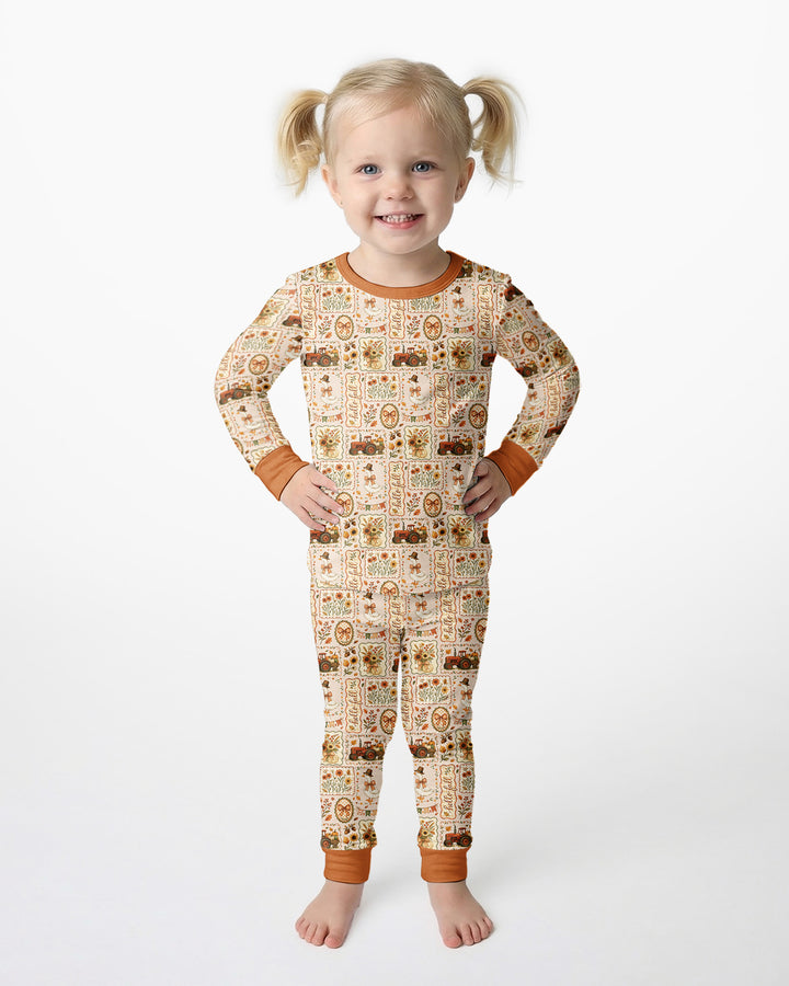 Farmhouse Fall Goose Family Matching Bamboo Two Piece Long Sleeve Pajama Set