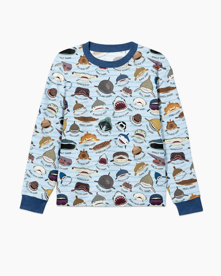 Shark Faces Bamboo Men's Pajama Set