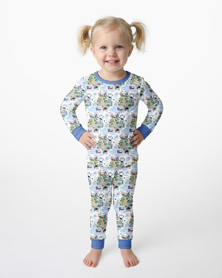 Texas Map Family Matching Bamboo Two Piece Long Sleeve Pajama Set