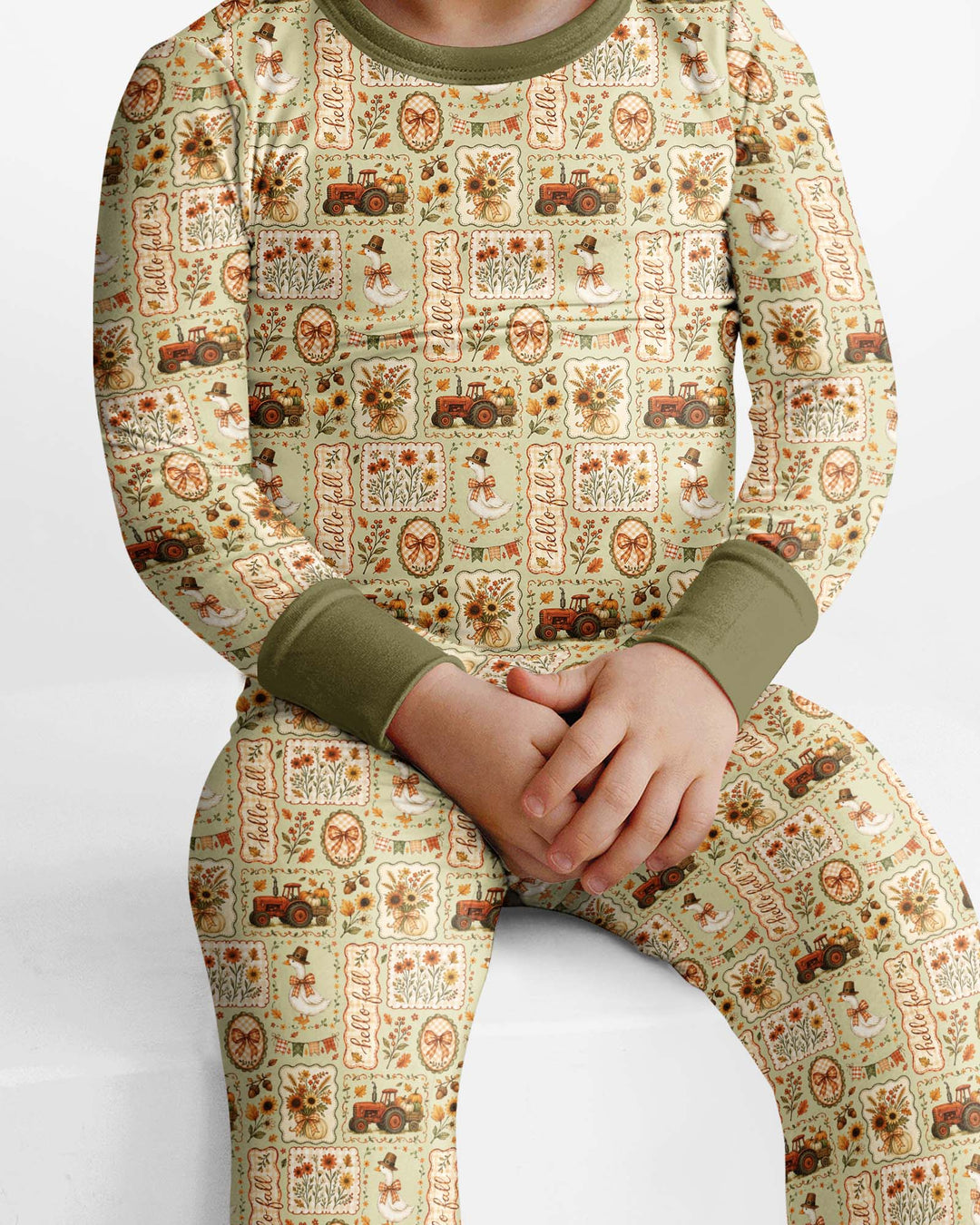 Farmhouse Fall Goose Family Matching Bamboo Two Piece Long Sleeve Pajama Set